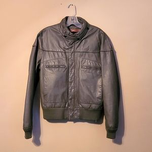 Hill & Archer Vintage Gray Leather Bomber Slyle Mens Jacket Size 38